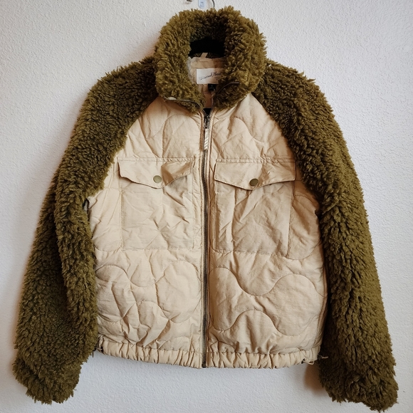 Universal Thread Quilted Moto Jacket NWT Puffer Teddy Faux Fur - Picture 4 of 11